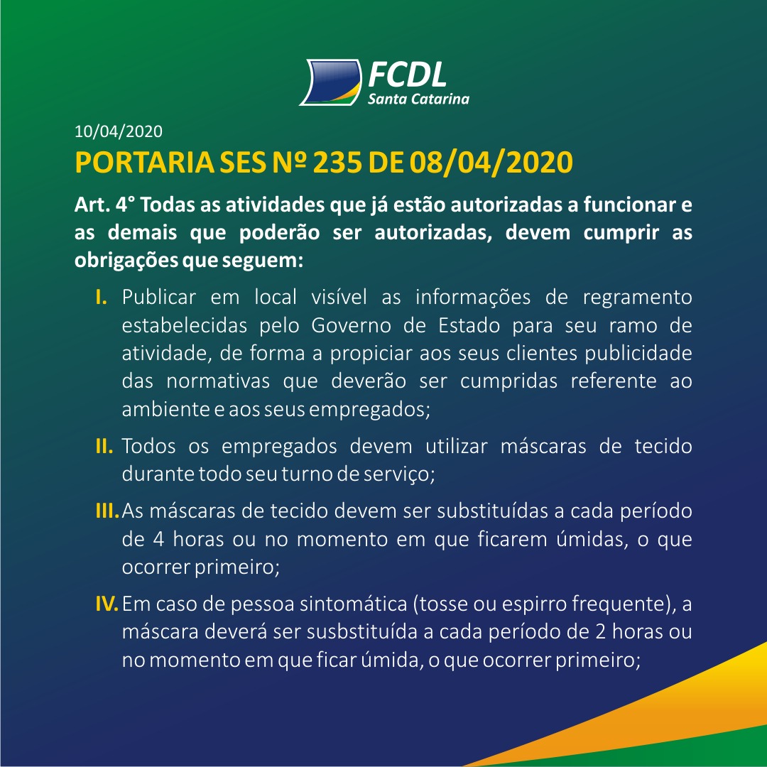 Portaria SES Nº 235 DE 08/04/2020 – CDL Chapecó